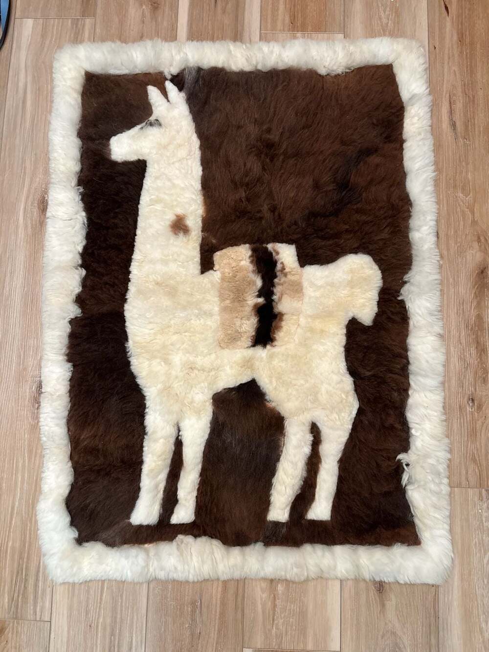 Peruvian Handmade Llama Alpaca Fur Rug Wall Hanging Tapestry